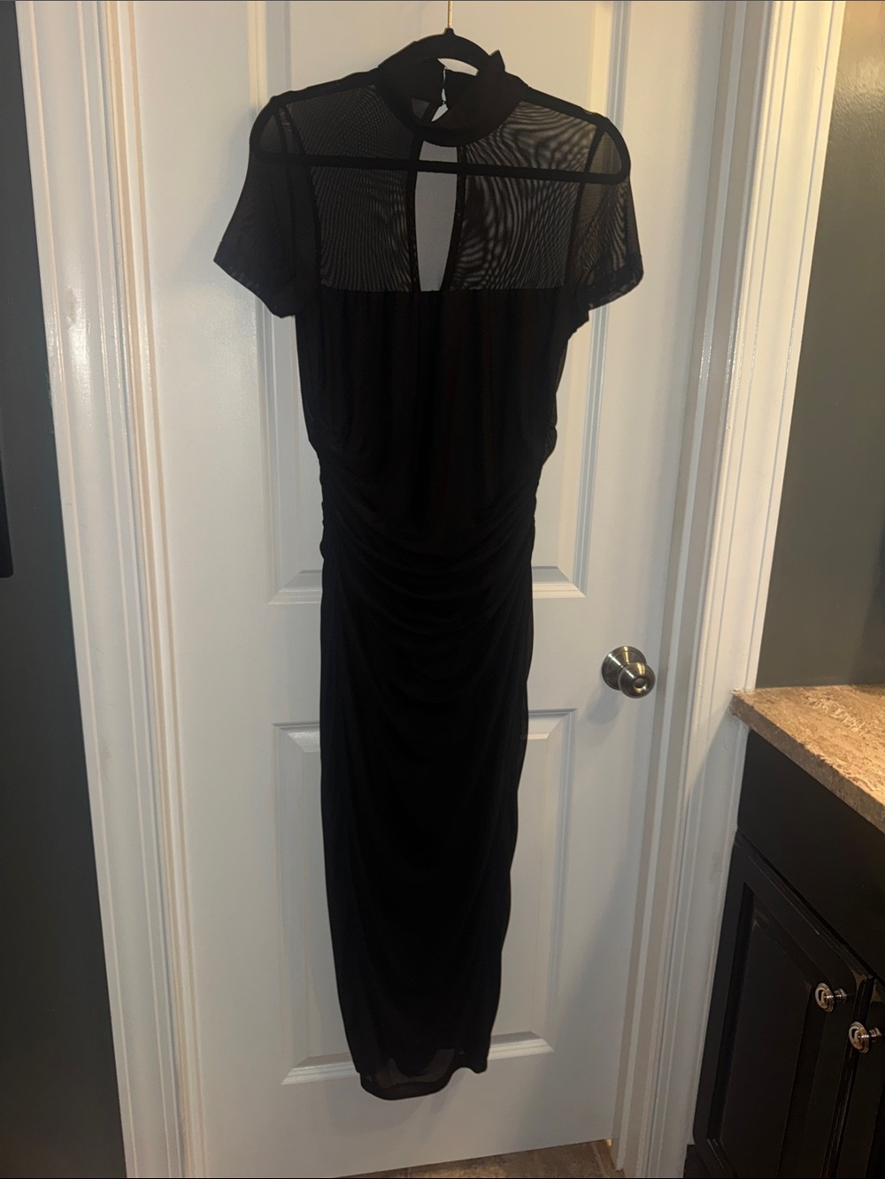 Black Mesh Detail Maxi Dress